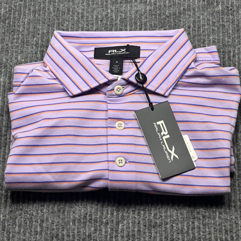 RLX Ralph Lauren Mens Purple Striped Golf Concept 1 Polo Shirt Size
Medium NWT - Picture 2 of 9
